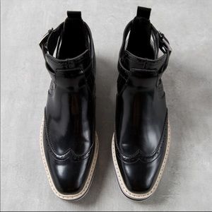Zara Basic Black High-Top Oxford Platform Shoes